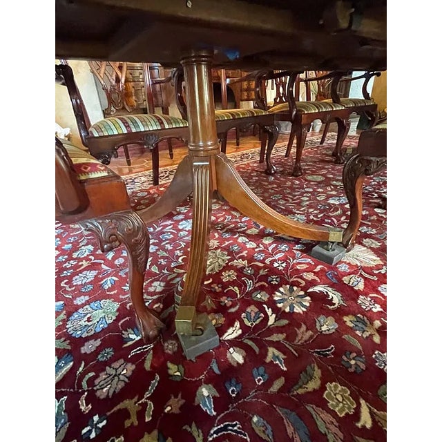 Brown 1950s Large Baker Dining Table & 10 Chippendale Style Dining Chairs For Sale - Image 8 of 12
