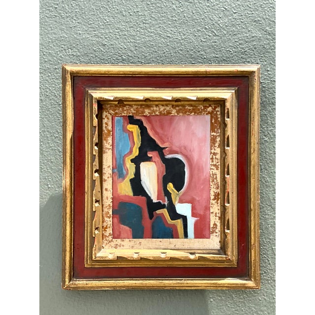 Burgundy Vintage Original Abstract Oil on Canvas For Sale - Image 8 of 12