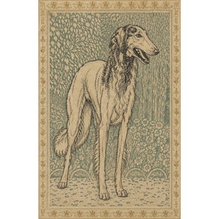 Atelier Aria Lumae Arts and Crafts Style Borzoi Greyhound Dog Silhouette Geometric Lithograph Fine Art Gallery Board Print 18 X 24 For Sale