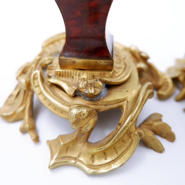 Napoleon III Style Gilt Bronze Candleholders, Set of 2 For Sale - Image 3 of 13