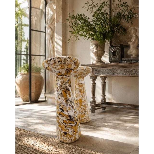 Yellow Pair of Scagliola Drink Tables in Giallo Tigrato Faux Marble For Sale - Image 8 of 8