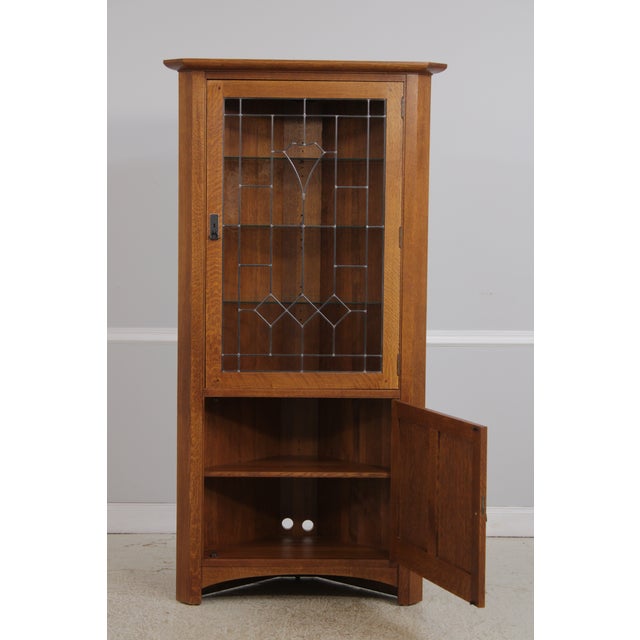 Stickley Stickley Mission Oak Leaded Glass China Cabinet For Sale - Image 4 of 18