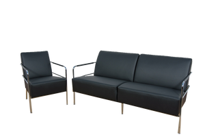 Set of Swedish Leather Sofa and Armchair by Gunilla Allard for Lammhults, 1990s