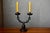 Brutalist Double Candelabra in Carved Wood and Wrought Iron, 1960s For Sale - Image 3 of 10
