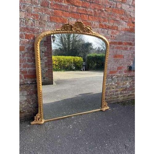 Large Antique English Arched Top Gilt Rope Twist Overmantle Mirror, 19th Century For Sale - Image 9 of 9