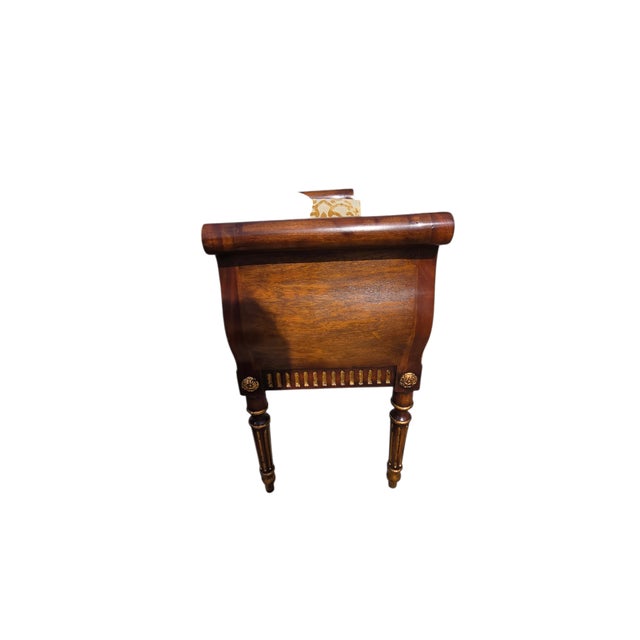 1990s John Richards Window Bench Settee French Regency Damask Neo Classical Ottoman For Sale - Image 12 of 18