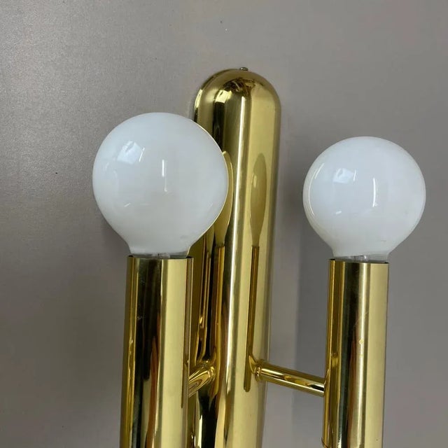 Gold Space Age Brass Wall Lights from Sölken Lights, Germany, 1980s, Set of 2 For Sale - Image 8 of 18