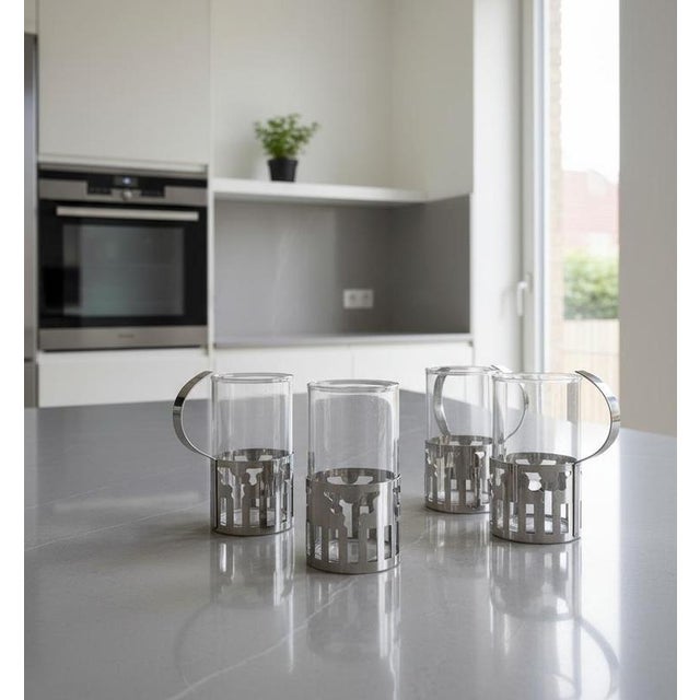 Postmodern Glass Cups by George Sowden for Bodum, 1980s, Set of 4 For Sale - Image 3 of 14