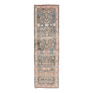Antique Persian Tabriz With Medium in Light Teal Background & Light Pink Border 3'6 X 12'9