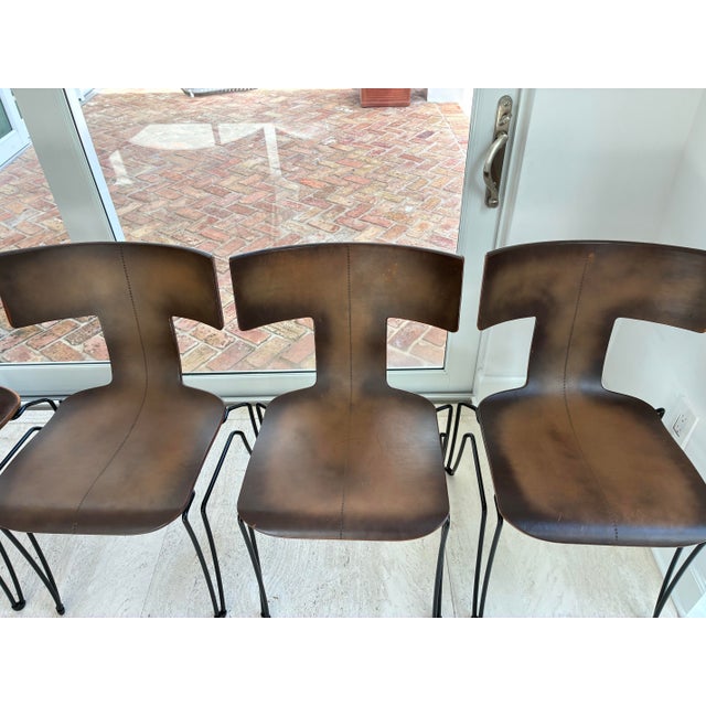 Donghia Late 20th Century Donghia "Anziano" Leather Chairs For Sale - Image 4 of 12