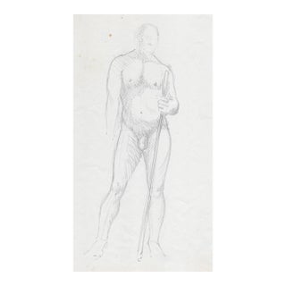 1950s Standing Male Nude Drawing For Sale