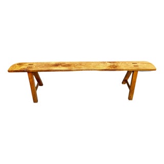 Antique French Cherry Wood Bench, 1800s For Sale