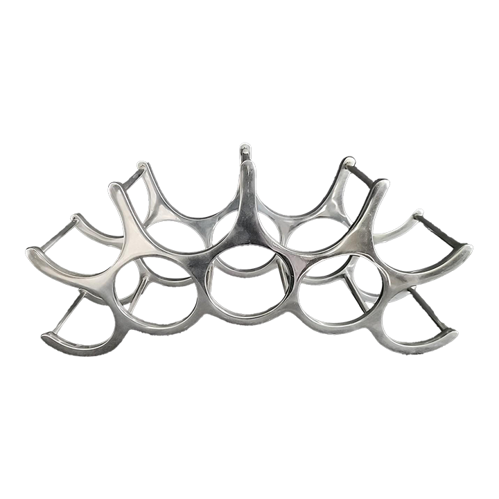 Vintage Mid-Century Modern Michael Noll Aluminum 9 Bottle Wine