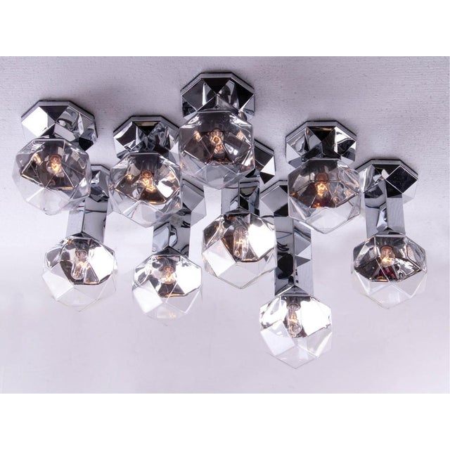 Cubist Chrome Flush Mounts or Sconces by Motoko Ishii for Staff, 1970s, Set of 9 For Sale - Image 3 of 9