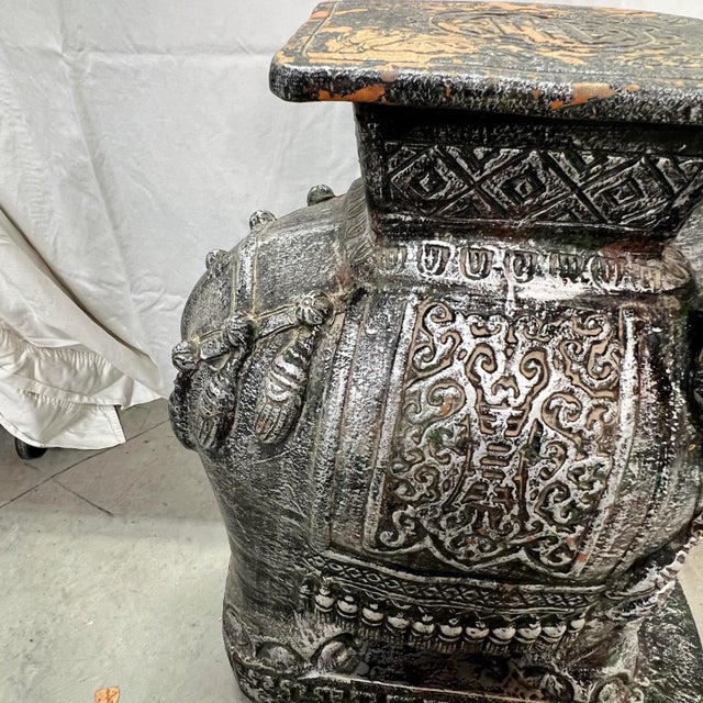 Vintage Chinoiserie Elephant Plant Stand / Drinks Table For Sale - Image 9 of 10