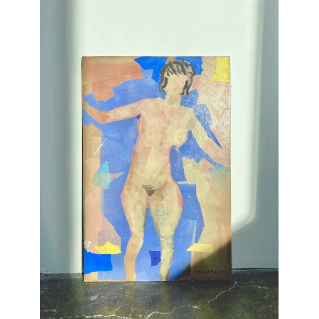 Textile 1969 "Nude" Abstract Figurative Mixed-Media Collage by Leonard Maurer For Sale - Image 7 of 7