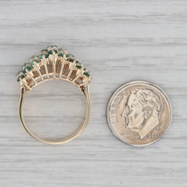 1.68ctw Emerald Diamond 14k Yellow Gold Pyramid Ring Size 6.75 For Sale In Greensboro - Image 6 of 8