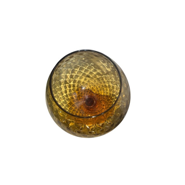 Mid-Century Modern Mid-Century Empoli Stemmed Amber Glass Snifter Vase For Sale - Image 3 of 10