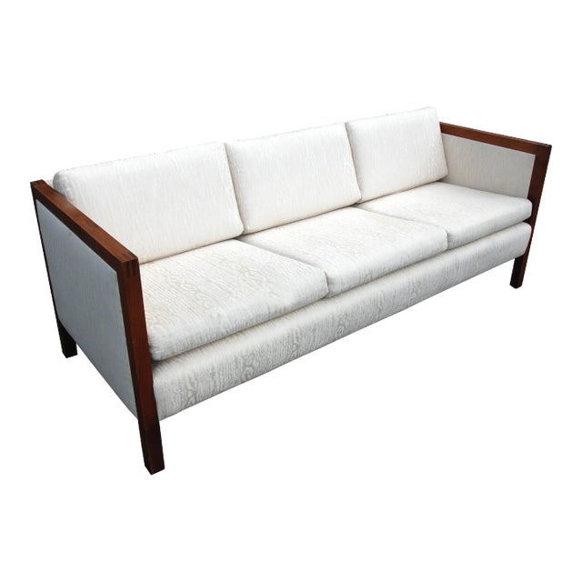 Stow & Davis Walnut & Ivory Upholstery Sofa For Sale
