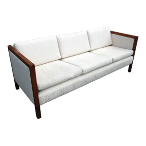 Stow & Davis Walnut & Ivory Upholstery Sofa