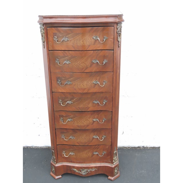 French Tall Narrow Inlay Lingerie Jewelry Chest 6428 For Sale - Image 15 of 18