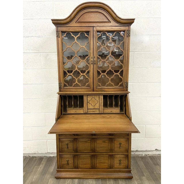Late 20th Century Vintage Jasper Style Drop Front Secretary Desk and Cabinet For Sale - Image 5 of 11