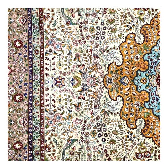 Antique Persian Tabriz Pahlavi Wool 10X13 Ivory, Green, Pink & Taupe Handmade Area Rug #9902869 For Sale - Image 12 of 13
