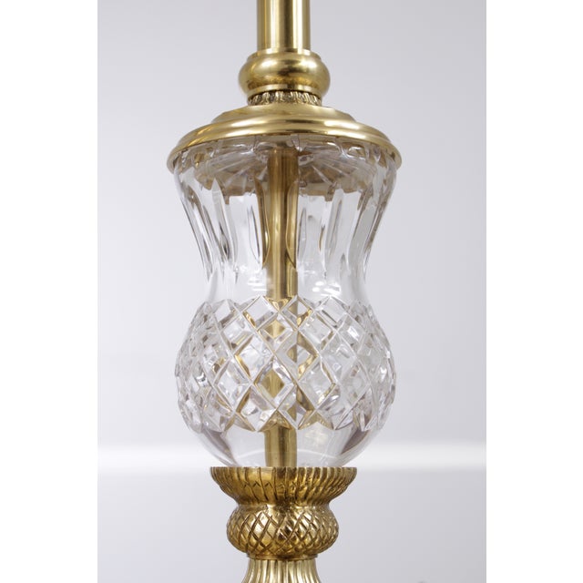Glass 1980s Waterford Brass & Crystal 2 Light Desk Lamp For Sale - Image 7 of 17