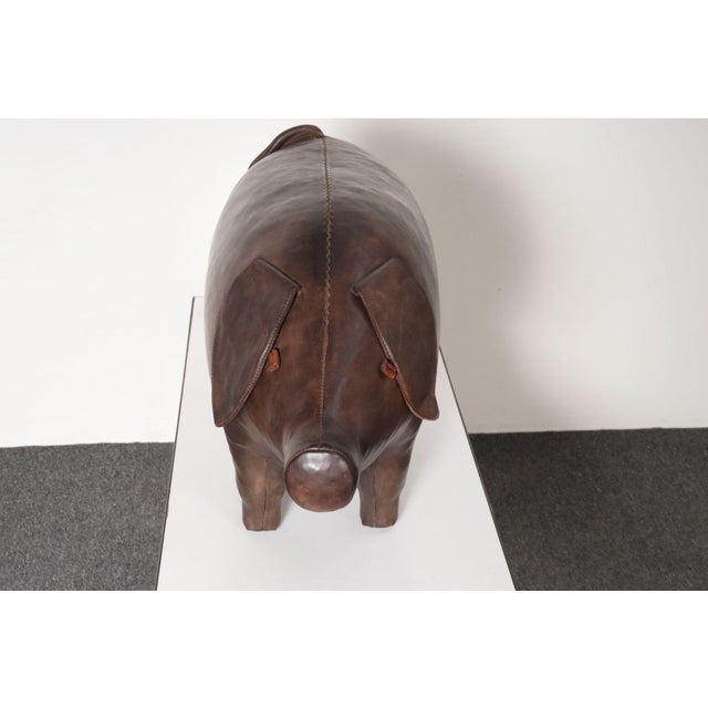 Mid-Century Modern Vintage Leather Pig Footstool by Dimitri Omersa for Abercrombie and Fitch For Sale - Image 3 of 18