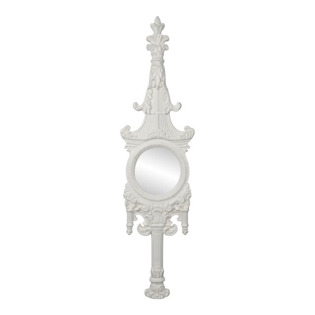 Vintage Palm Beach Regency Gloss White French Rococo Revival Wall Mirror in Gampel-Stoll Style - Newly Painted For Sale