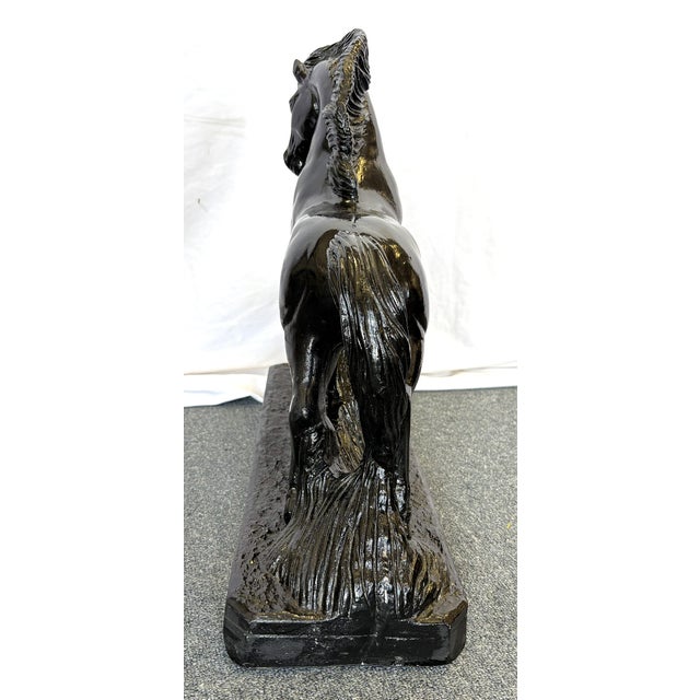 Mid Century Ceramic Rearing Black Stallion Figure Signed 'R R' Possibly Italian Sculptor Renato Rumonato For Sale - Image 14 of 16