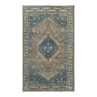 1960s Gray Old Persian Shiraz Cropped Thin Clean Hand Knotted Oriental Rug For Sale