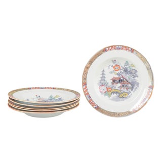 Japan Series Deep Plates in Faience from Rörstrand, Sweden, Set of 6 For Sale