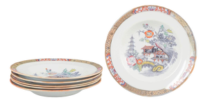 Japan Series Deep Plates in Faience from Rörstrand, Sweden, Set of 6