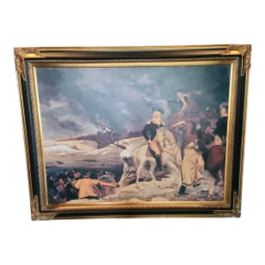 Passage of the Delaware by Thomas Sully Print With Painting on Canvas Framed