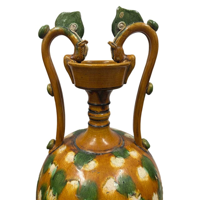 Early 20th Century Chinese Sancai-Glazed Double Dragon-Handled Amphora/Vase For Sale - Image 12 of 13