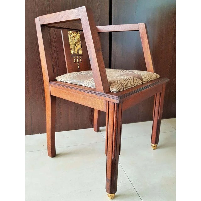 French Art Deco Oak Desk Chair, 1930s For Sale - Image 6 of 18