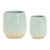Kenneth Ludwig Chicago Two-Tone Porcealin Planter with Leaf Design (Set of 2) For Sale - Image 4 of 4