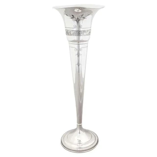 Metal Sterling Silver Trumpet Vase For Sale - Image 7 of 7