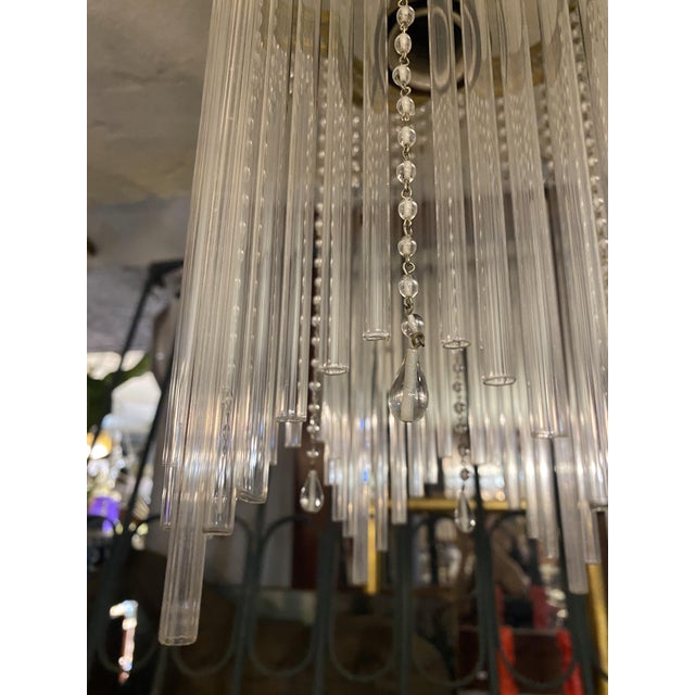Brass and Glass Chandelier, 1950s For Sale - Image 8 of 12