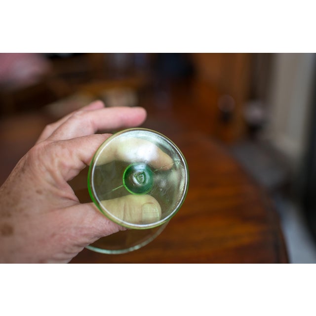 1930s 1930's Federal Depression Vaseline Glass Low Footed Sherbets - a Pair For Sale - Image 5 of 6