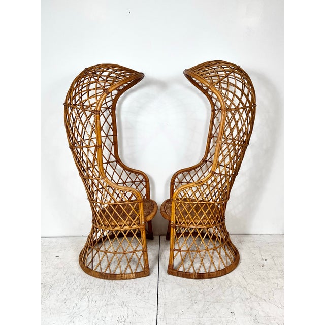 Vintage Hooded Rattan Chairs- A Pair For Sale - Image 9 of 12