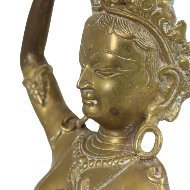 Metal Large Brass Sculpture of Mayadevi, 1950s For Sale - Image 7 of 15