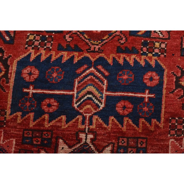 Karajeh Runner 3’1” X 11′ Red Wool Semi-Antique Tribal Hand-Knotted Rug For Sale - Image 9 of 15