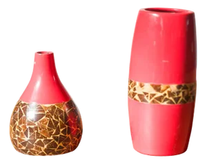 Terracotta Vases with Inlaid Mosaic, 1980s, Set of 2