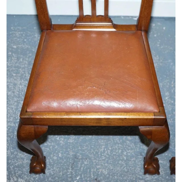 Chippendale Style Dining Chairs with Leather Seats, Set of 5 For Sale - Image 11 of 18