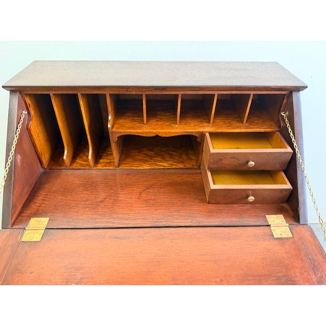 Antique Victorian Slant Front Carved Secretary For Sale - Image 11 of 16