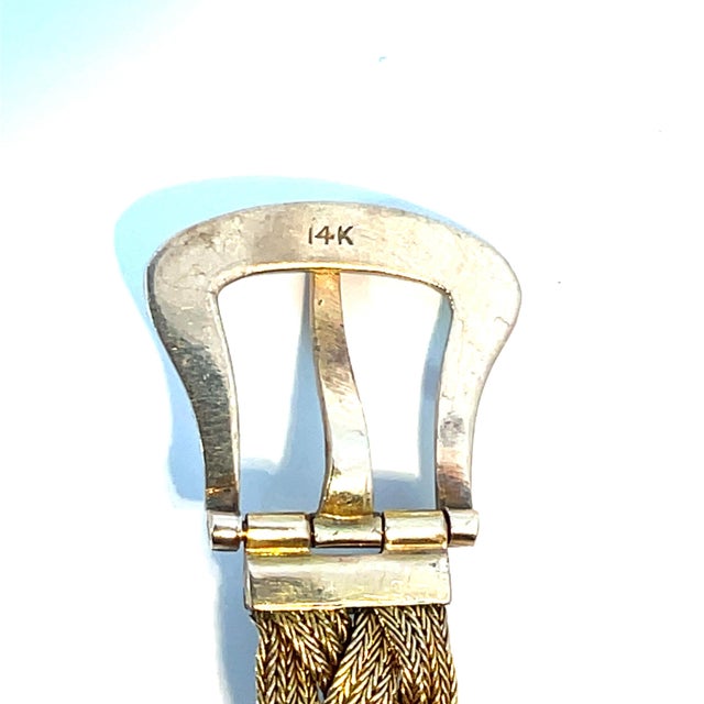 14k Yellow Gold Braided Belt-Style Bracelet For Sale - Image 4 of 4