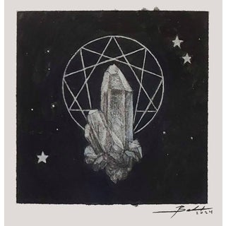 Crystal Study by Babs Webb | Powder graphite and acrylic on Bristol paper depicting a crystal formation. For Sale