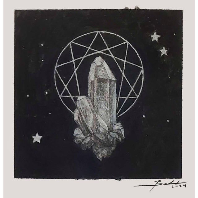 Crystal Study by Babs Webb | Powder graphite and acrylic on Bristol paper depicting a crystal formation. For Sale